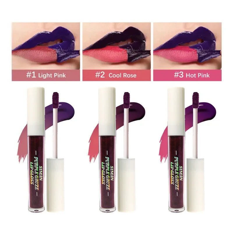 1/3 pcs peel off lip gloss, blue-purple, matte, long-lasting, waterproof, moisturizing - the Perfect gift,Halloween stage makeup