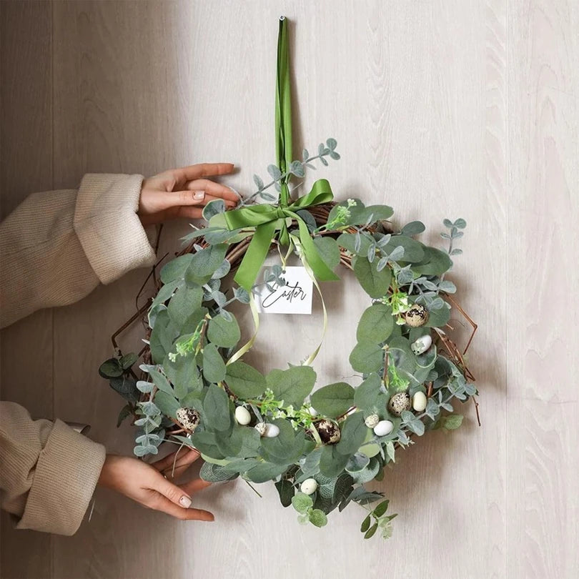 Artificial Plants Eucalyptu Leaves Stem Eucalipto Branch Festival Wreath Floral Bouquet Wedding Holiday Home Room Vase DIY Decor