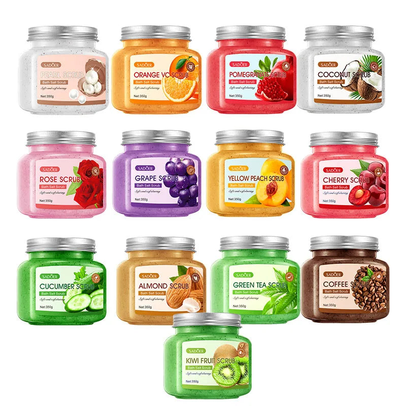 350g Body Scrub, Cleanses the Body, Exfoliates, Moisturizes, and Smoothes the Skin, Suitable for Facial and Body Care, Low Sensitivity, Physical Exfoliation, Can Be Used on Legs, Knees, Feet, Arms, Hands, and the Entire Body