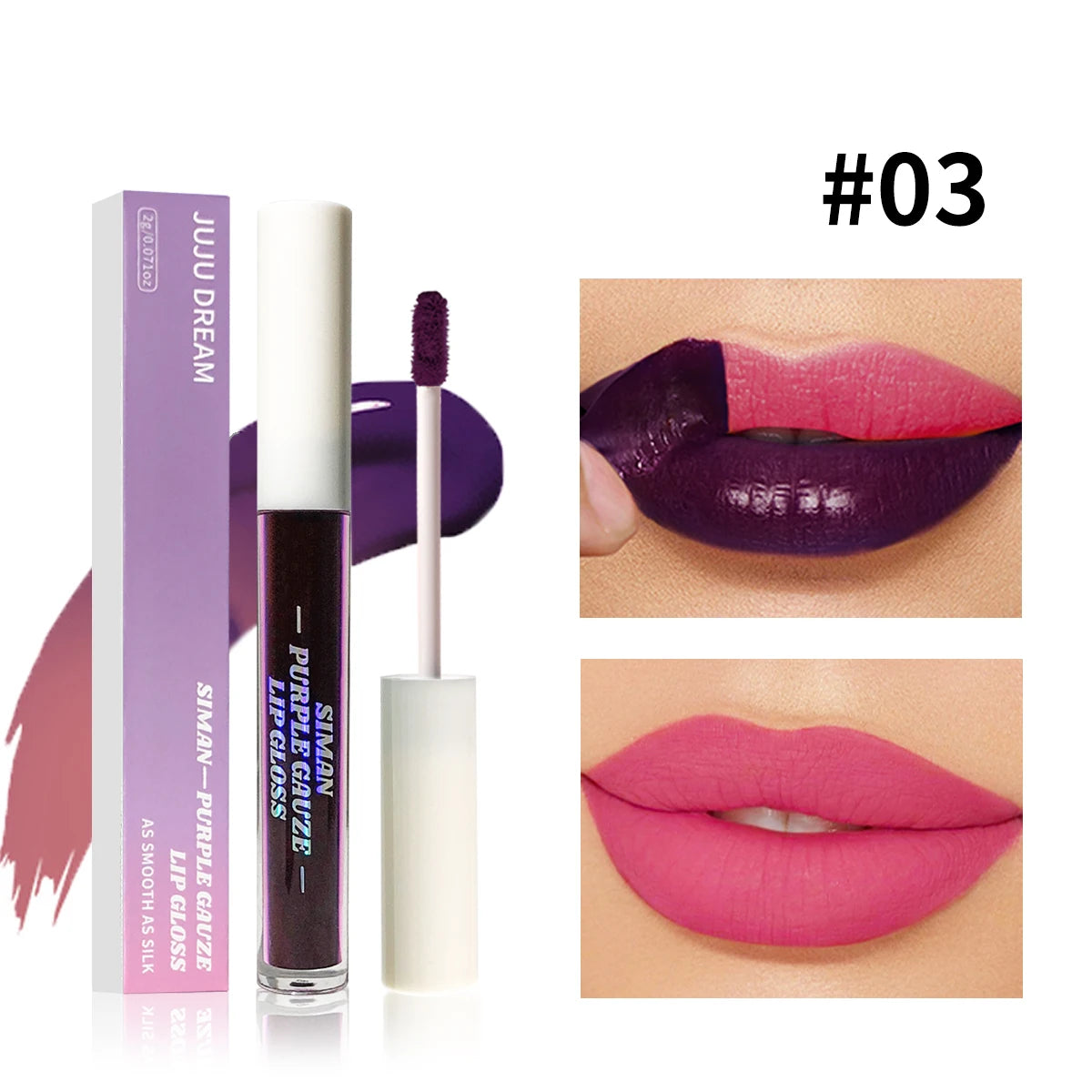 1/3 pcs peel off lip gloss, blue-purple, matte, long-lasting, waterproof, moisturizing - the Perfect gift,Halloween stage makeup