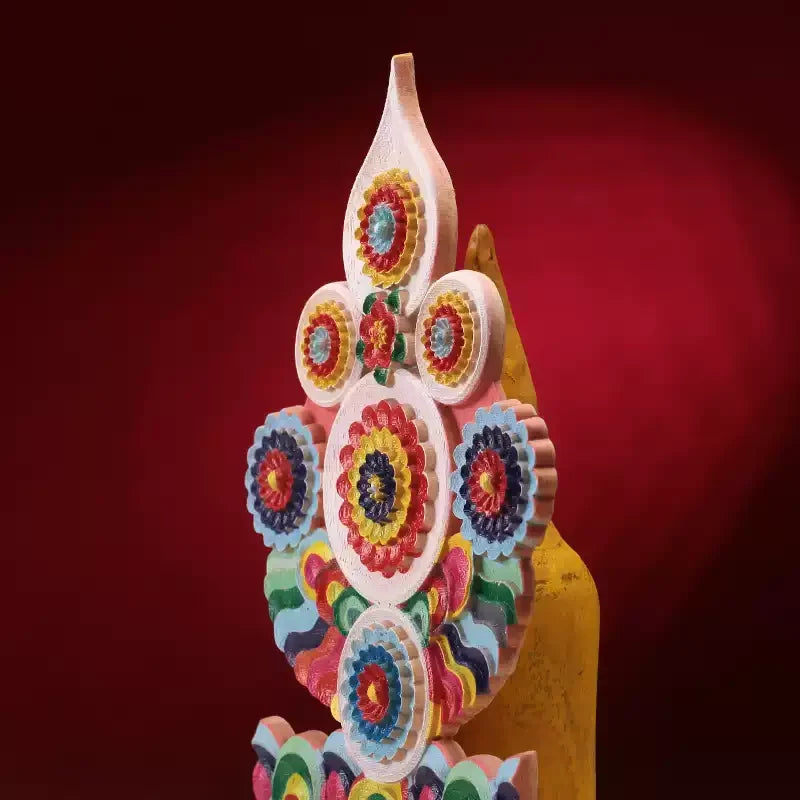 Three Roots (Guru,Deity & Dakini) Torma Eight Auspicious Offerings Tibetan Buddhist Altar Wooden Home Shrine Ritual Decor
