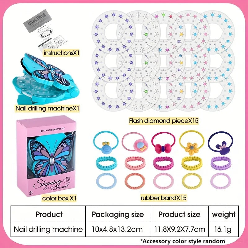 Perfect for music festival Butterfly Modeling Hair Jewels Stamper DIY Set, Radiance Collection With Glam Styling Tool, Artificia