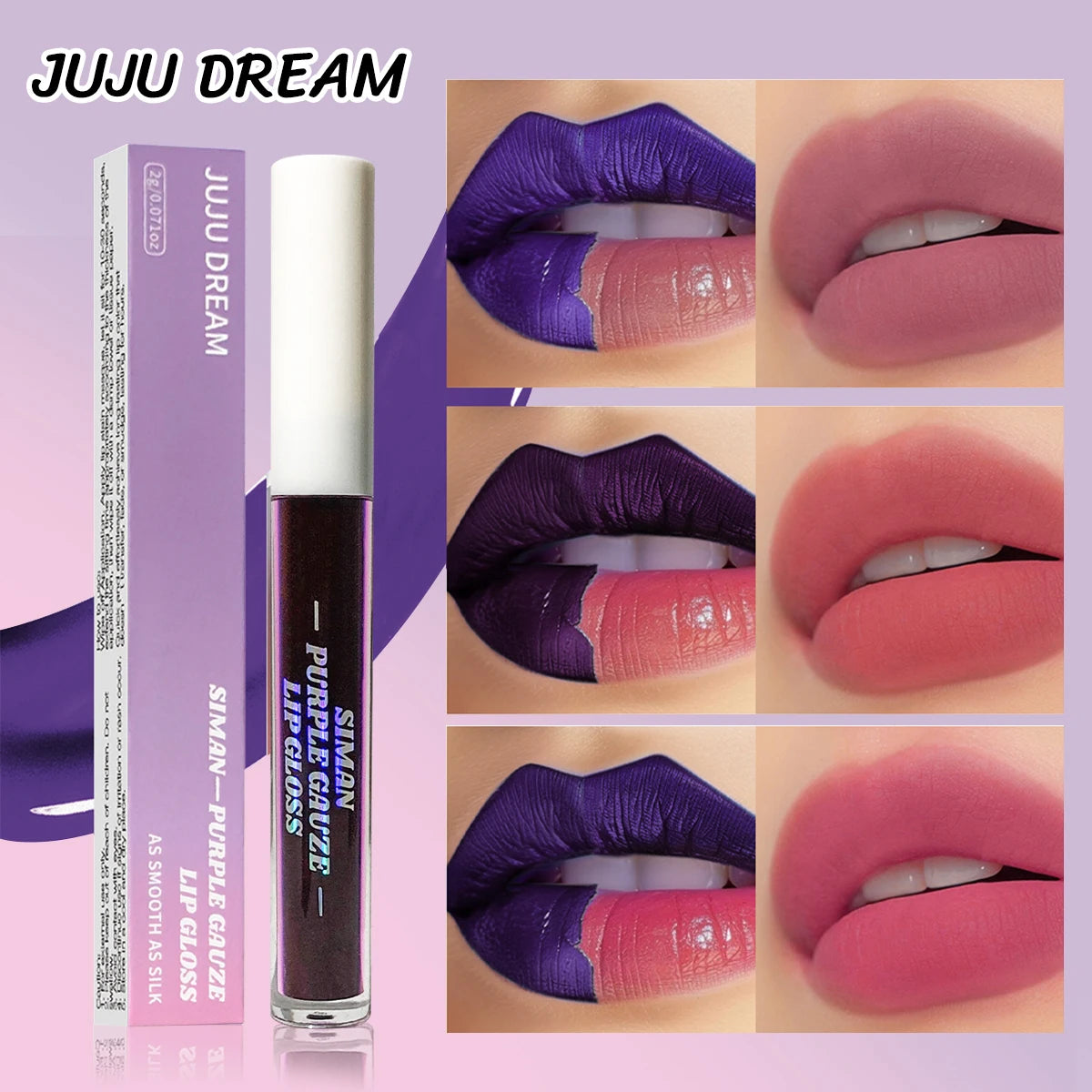 1/3 pcs peel off lip gloss, blue-purple, matte, long-lasting, waterproof, moisturizing - the Perfect gift,Halloween stage makeup