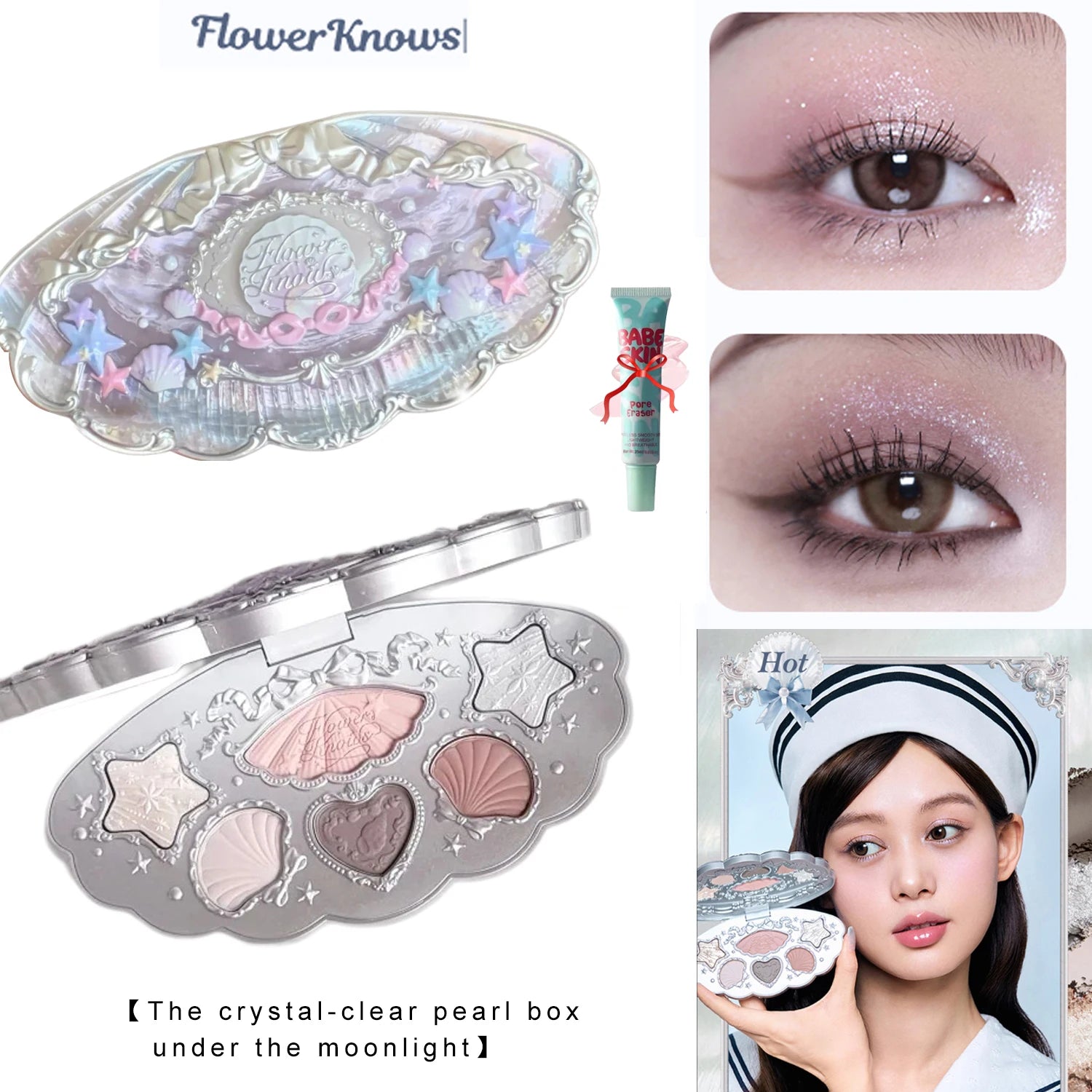 Flower Knows Swan Ballet 6 Color Eyeshadow Palette Matte Shimmer Pearl Glitter Waterproof Highly Pigmented Long Lasting Makeup