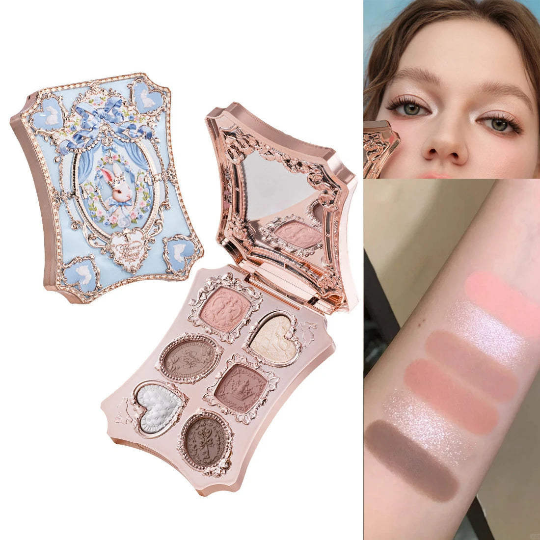 Flower Knows Swan Ballet 6 Color Eyeshadow Palette Matte Shimmer Pearl Glitter Waterproof Highly Pigmented Long Lasting Makeup