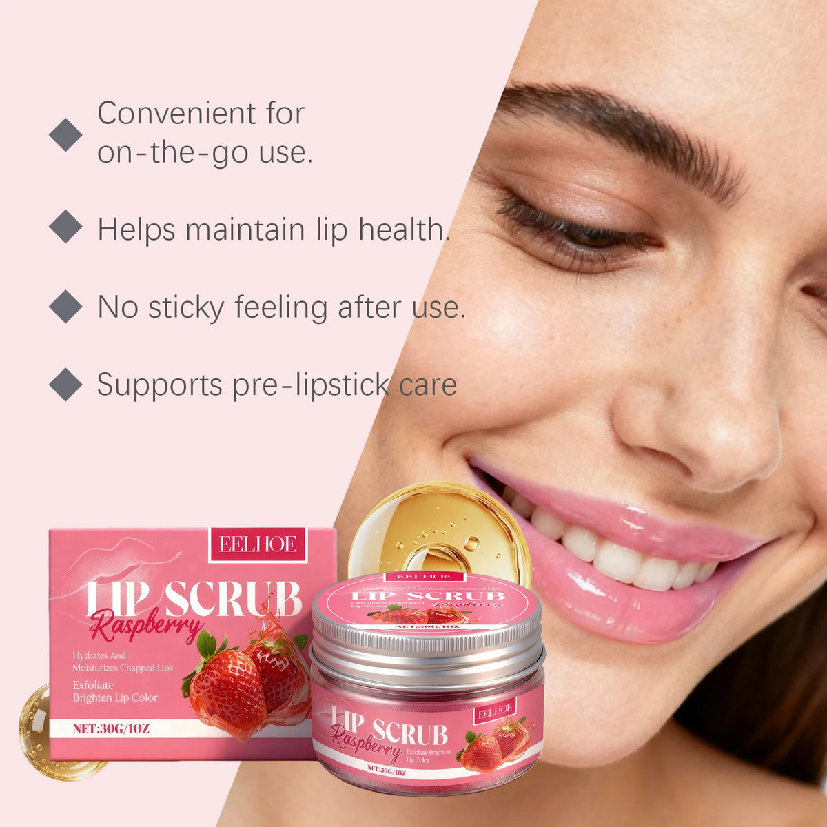 Strawberry Lip Scrub Exfoliating Preventing Drying Cracking Remove Dead Skin Improve Dullness Moisturizing Brightening Lip Care