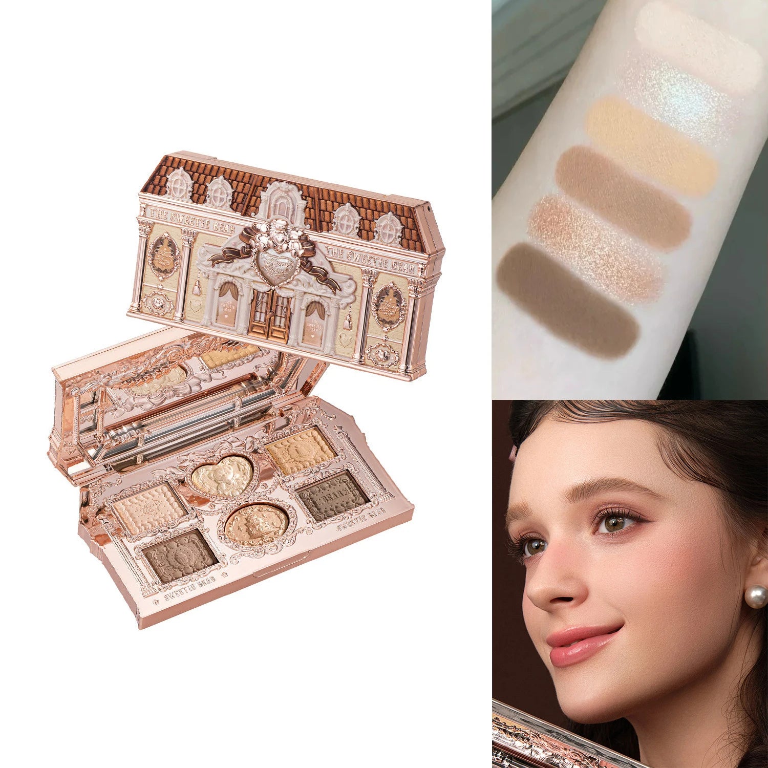 Flower Knows Swan Ballet 6 Color Eyeshadow Palette Matte Shimmer Pearl Glitter Waterproof Highly Pigmented Long Lasting Makeup