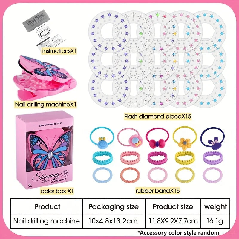 Perfect for music festival Butterfly Modeling Hair Jewels Stamper DIY Set, Radiance Collection With Glam Styling Tool, Artificia