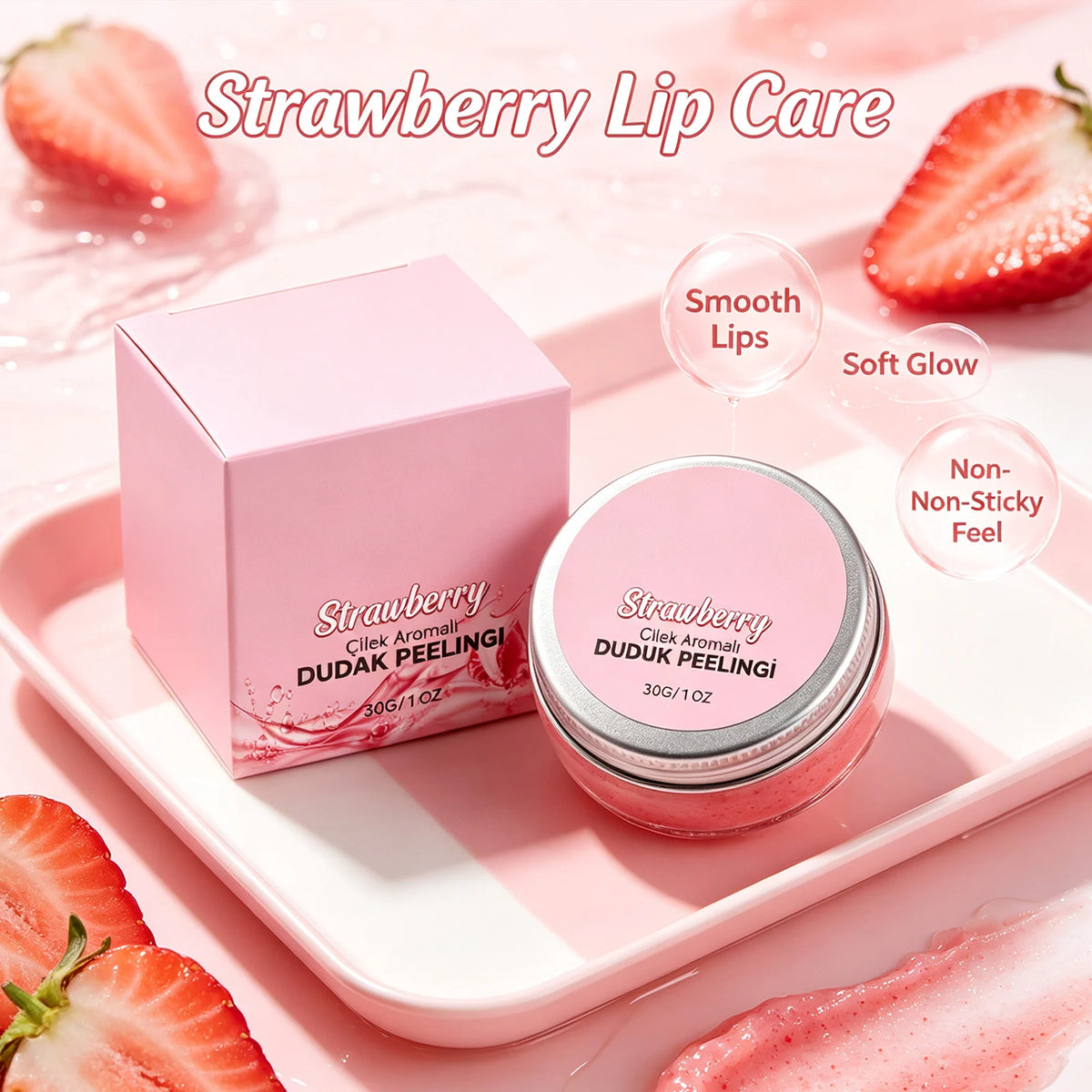 Moisturizing Strawberry Lip Scrub Nourishing Removing Dead Skin Soften Lip Skin Brightening Gentle Exfoliating Sugar Lip Scrub