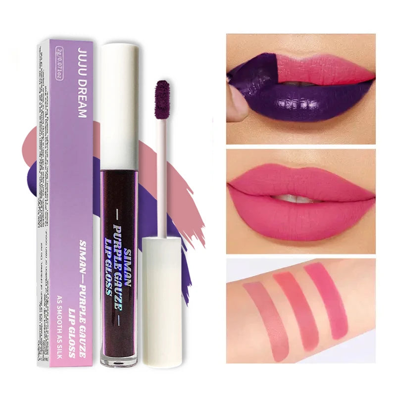 1/3 pcs peel off lip gloss, blue-purple, matte, long-lasting, waterproof, moisturizing - the Perfect gift,Halloween stage makeup