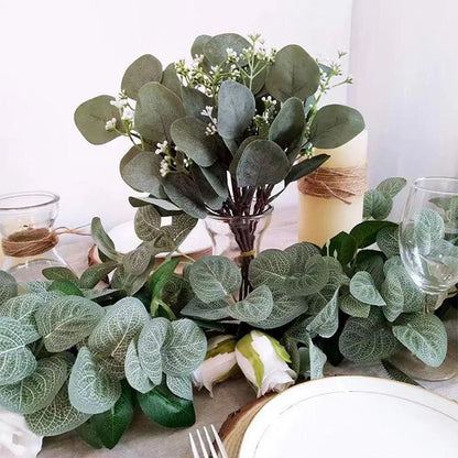 Artificial Plants Eucalyptu Leaves Stem Eucalipto Branch Festival Wreath Floral Bouquet Wedding Holiday Home Room Vase DIY Decor