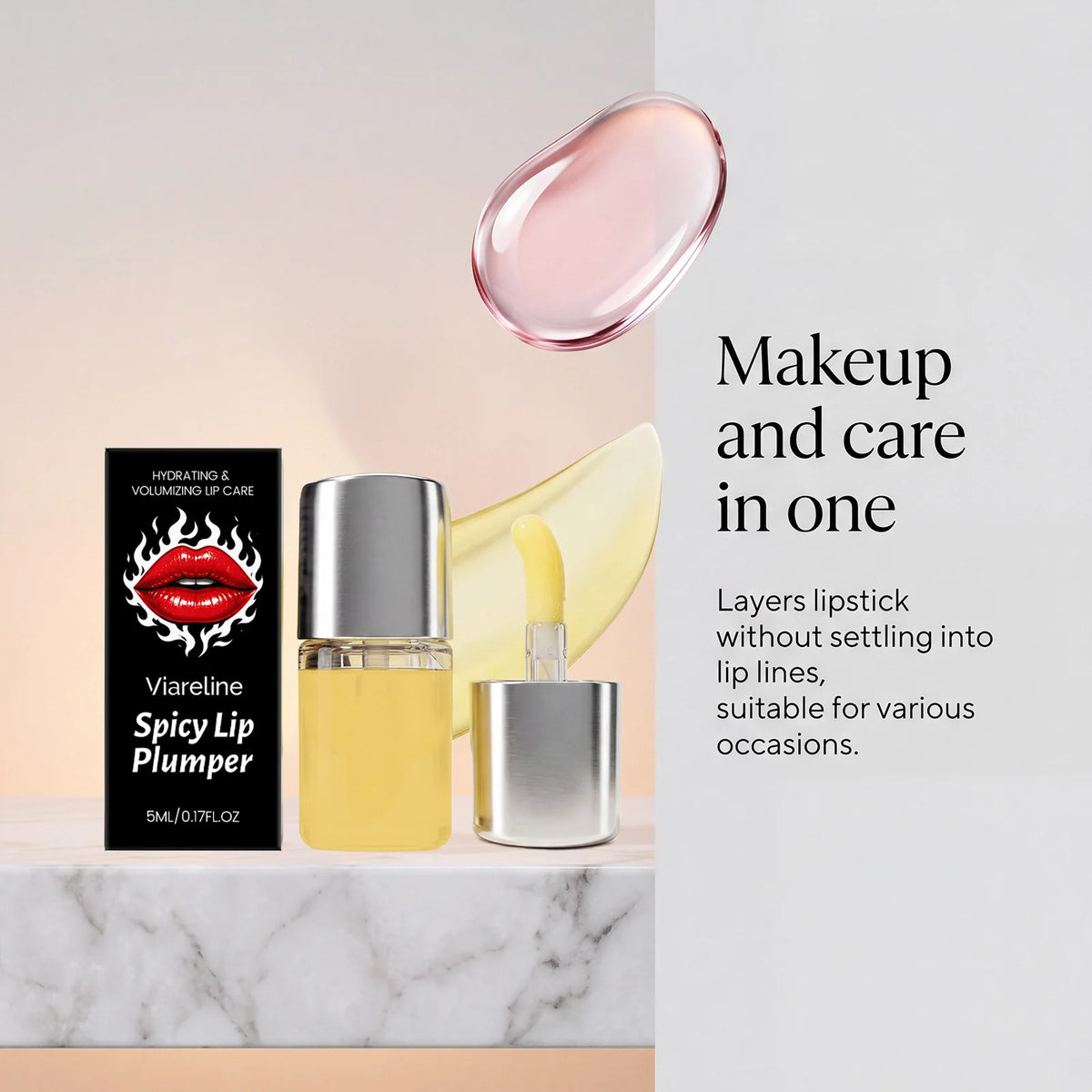 Moisturizing Plumping Lip Oil, handy portable daily use, nourishes delicate lips with silky smooth soothing lip care