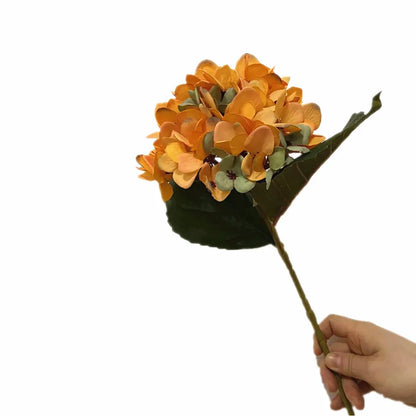 One Artificial Retro Color Hydragea flower Branch Silk Oil Paiting Hydrangea Plant