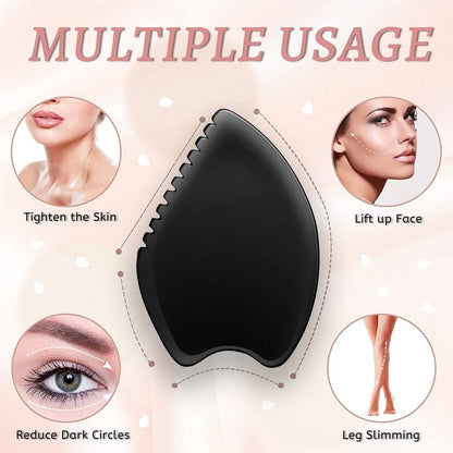 Gua Sha Facial Body Massage Tools,Unique 9-Edge Gua Sha Bian Stone,GuaSha Stone with Ridges,Gentle Gua Sha Scraping Massage Tool