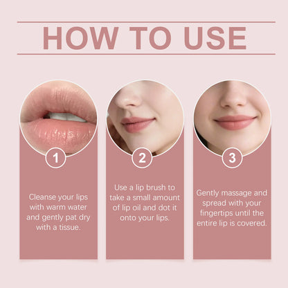 Moisturizing Plumping Lip Oil, handy portable daily use, nourishes delicate lips with silky smooth soothing lip care