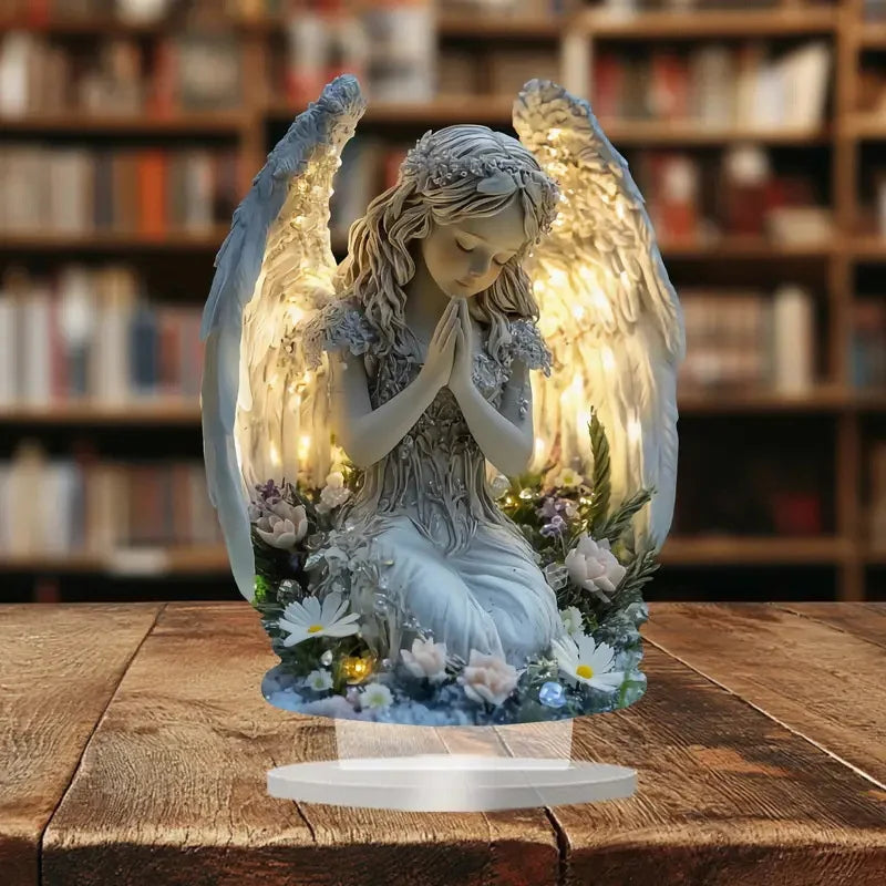 Radiant Praying Angel Statue - A Calming And Warm Desktop Decoration, The Perfect Gift For Your Home, Office Or Cafe Decor