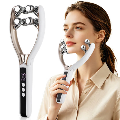 8-Roller V Shape Face Massager 3 Modes 19 Levels Electric Facial Massage Roller for Face Neck Jawline Skin Care Beauty Tool