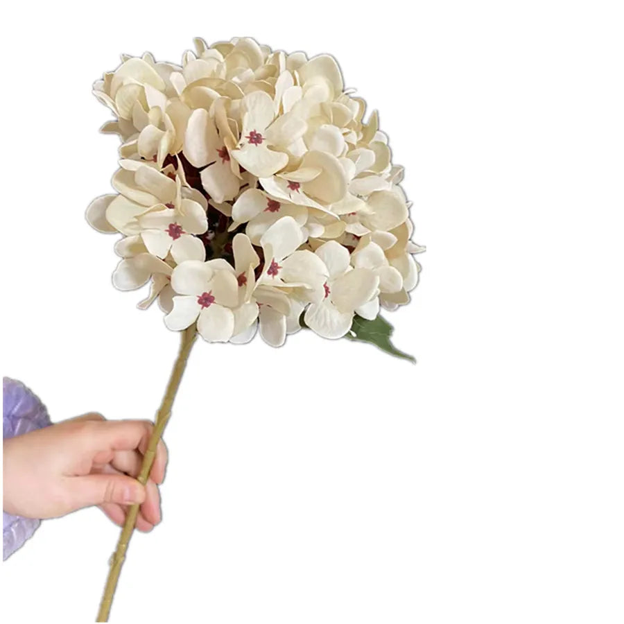 One Artificial Retro Color Hydragea flower Branch Silk Oil Paiting Hydrangea Plant