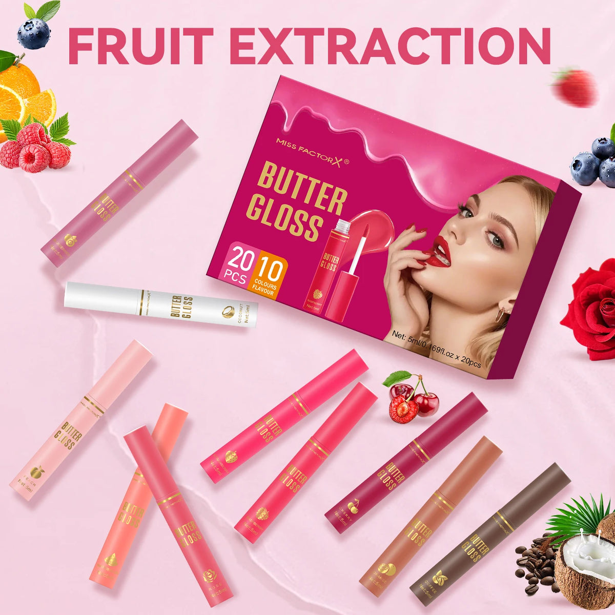 20PCS/Box 10 Flavors Colored Lip Oil - Durable, Moisturizing, Nourishing, Shining, Color Rendering, Crack Resistant