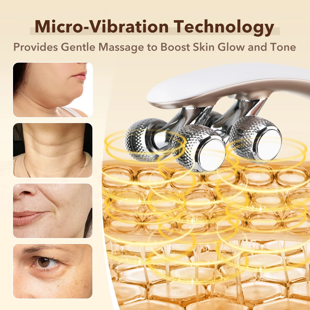 8-Roller V Shape Face Massager 3 Modes 19 Levels Electric Facial Massage Roller for Face Neck Jawline Skin Care Beauty Tool
