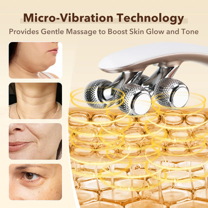 8-Roller V Shape Face Massager 3 Modes 19 Levels Electric Facial Massage Roller for Face Neck Jawline Skin Care Beauty Tool