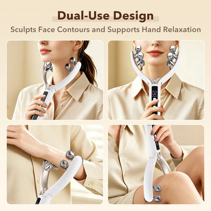 8-Roller V Shape Face Massager 3 Modes 19 Levels Electric Facial Massage Roller for Face Neck Jawline Skin Care Beauty Tool