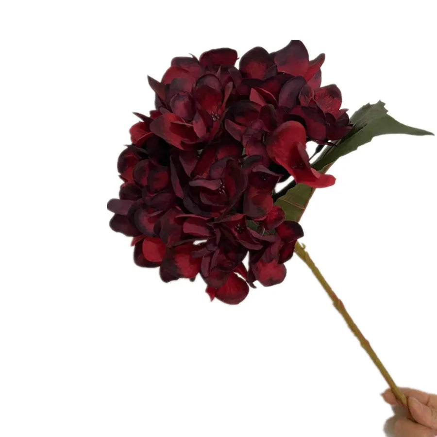 One Artificial Retro Color Hydragea flower Branch Silk Oil Paiting Hydrangea Plant