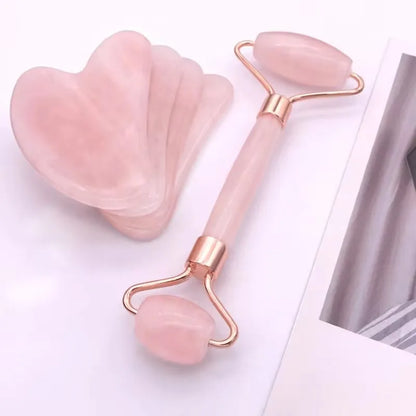 Gua Sha Set - Facial Massager &amp; Roller Tool Kit, Double Sided Stone Scraping Board for Skin Care, Spa, Relaxation