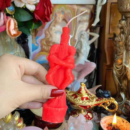 1PCS Ritual Buddha Candle Esoteric Candles Couple Lover Wish Pray Candles Red Color Male Female for Religious