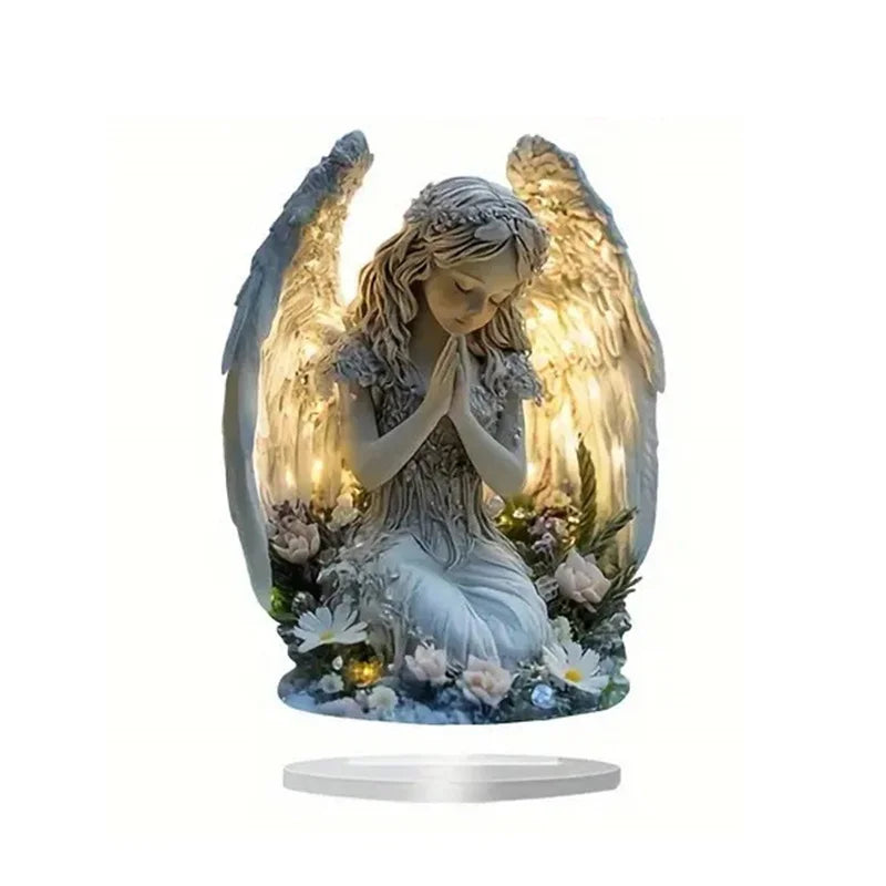 Radiant Praying Angel Statue - A Calming And Warm Desktop Decoration, The Perfect Gift For Your Home, Office Or Cafe Decor