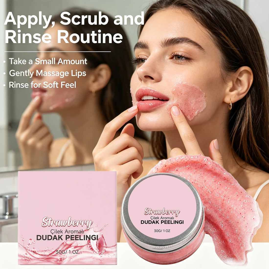 Moisturizing Strawberry Lip Scrub Nourishing Removing Dead Skin Soften Lip Skin Brightening Gentle Exfoliating Sugar Lip Scrub
