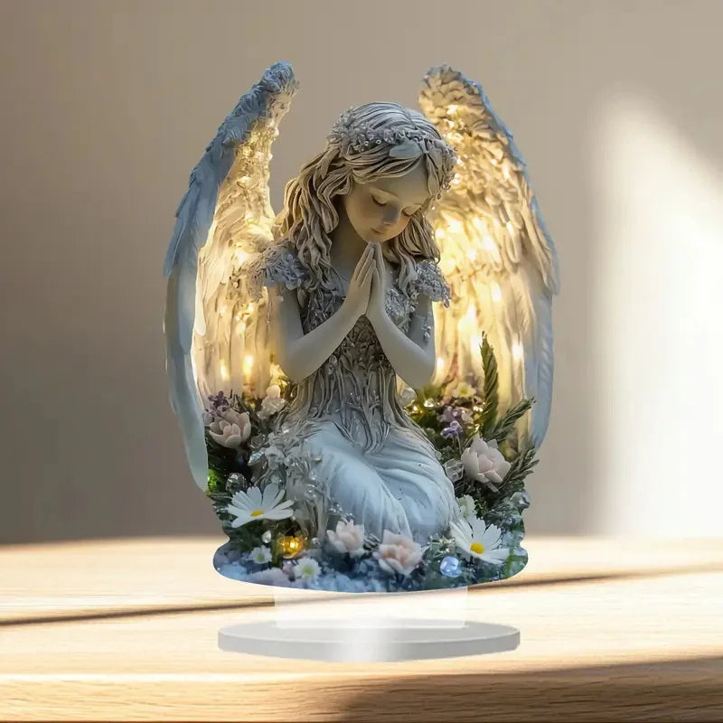 Radiant Praying Angel Statue - A Calming And Warm Desktop Decoration, The Perfect Gift For Your Home, Office Or Cafe Decor