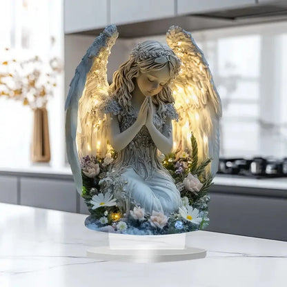 Radiant Praying Angel Statue - A Calming And Warm Desktop Decoration, The Perfect Gift For Your Home, Office Or Cafe Decor