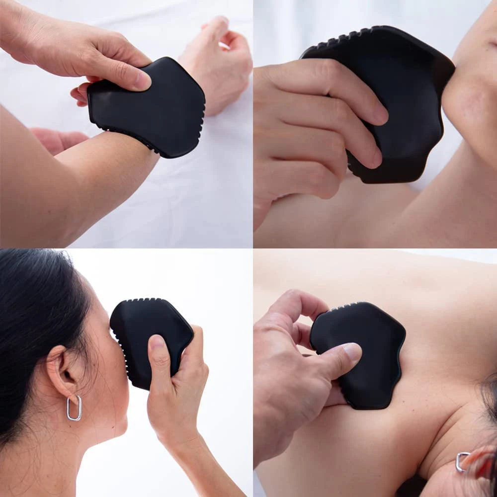 Gua Sha Facial Body Massage Tools,Unique 9-Edge Gua Sha Bian Stone,GuaSha Stone with Ridges,Gentle Gua Sha Scraping Massage Tool