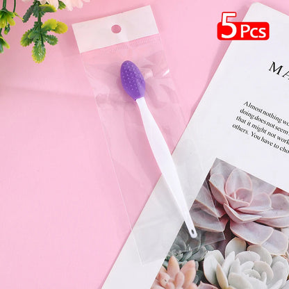 5 Pcs Lip Scrub Brush Silicone Brush Tool Double Sided Mini Exfoliating Brush Exfoliating Lip Brush Lip Scrub Tool for Dark Lips