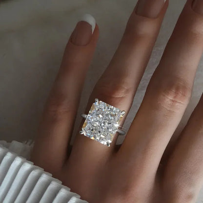 Radiant Cut 8ct Lab Diamond Ring 100% Real 925 Sterling Silver Engagement Wedding Band Rings for Women Promise Jewelry Gift