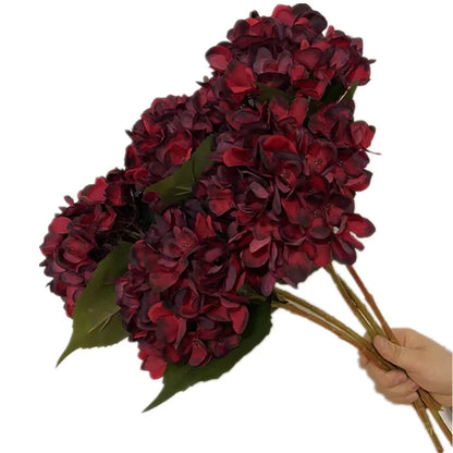 One Artificial Retro Color Hydragea flower Branch Silk Oil Paiting Hydrangea Plant