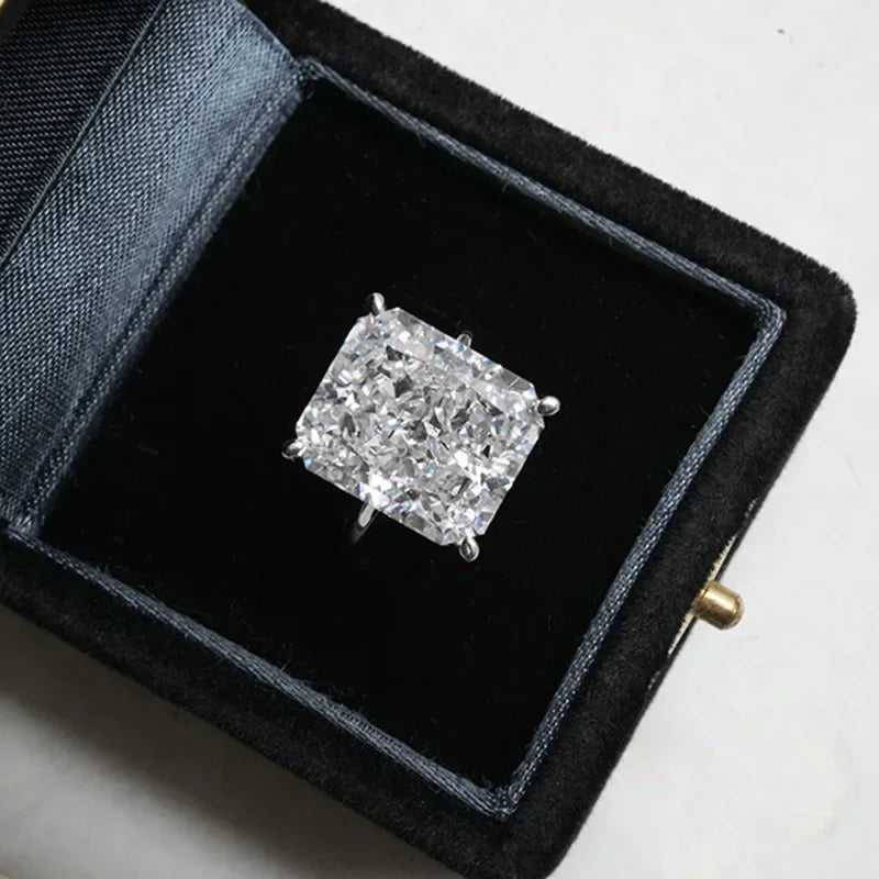Radiant Cut 8ct Lab Diamond Ring 100% Real 925 Sterling Silver Engagement Wedding Band Rings for Women Promise Jewelry Gift