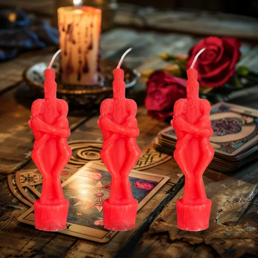 1PCS Ritual Buddha Candle Esoteric Candles Couple Lover Wish Pray Candles Red Color Male Female for Religious
