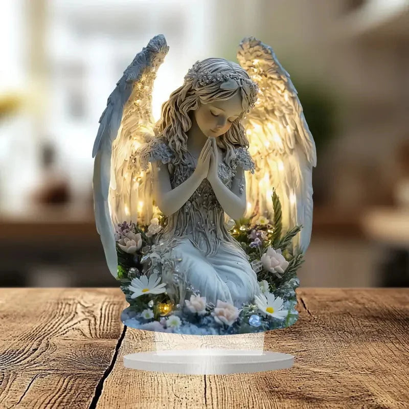 Radiant Praying Angel Statue - A Calming And Warm Desktop Decoration, The Perfect Gift For Your Home, Office Or Cafe Decor