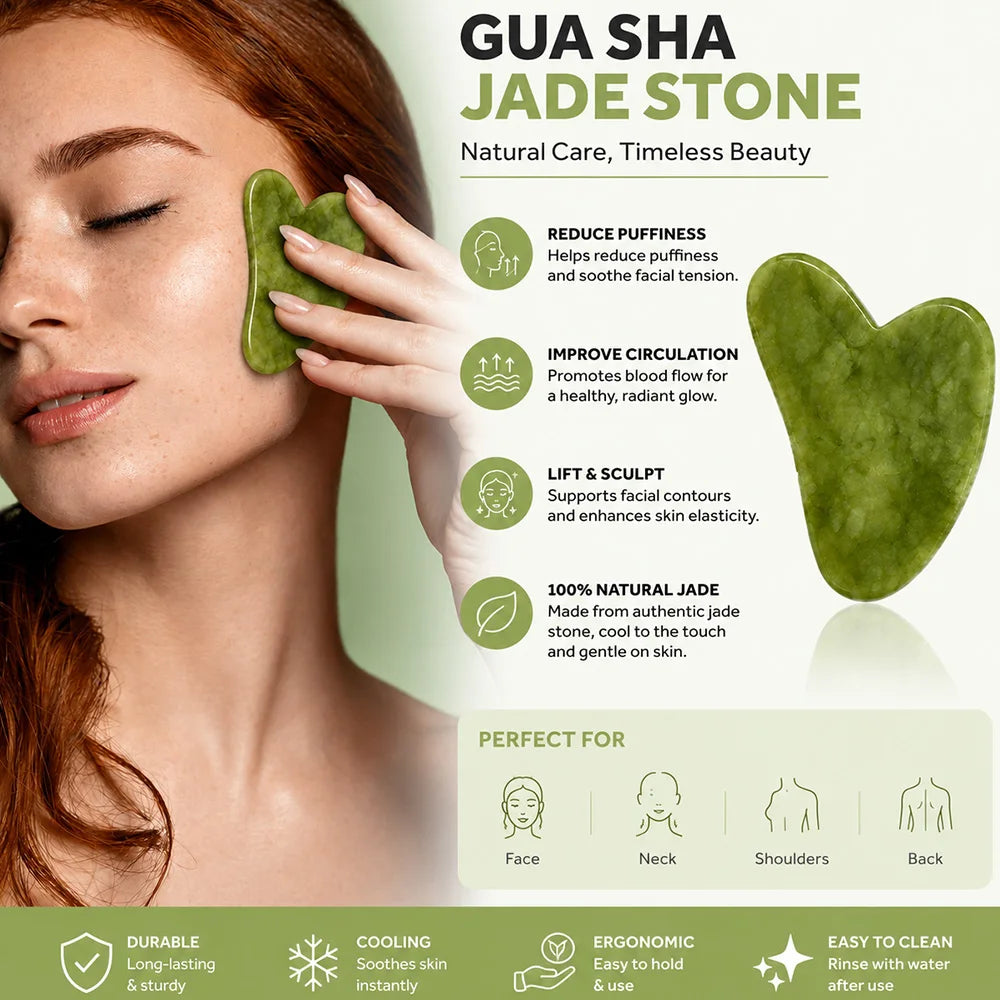 Gua Sha Jade Stone Set Gua Sha Facial Tool Face Massager Guasha Tools For Face Sculpting Jawline Shaper Skin Care SPA Beauty