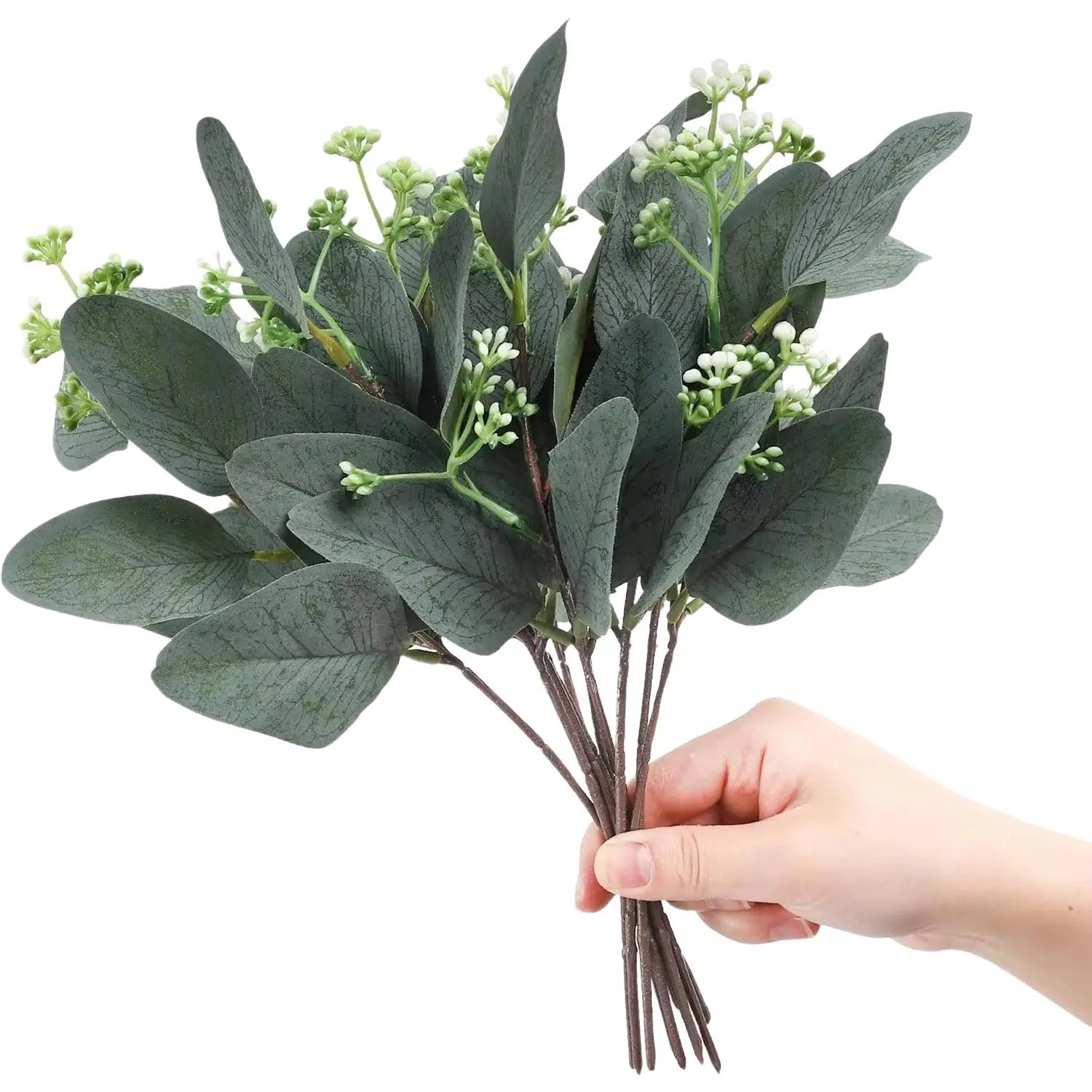 Artificial Plants Eucalyptu Leaves Stem Eucalipto Branch Festival Wreath Floral Bouquet Wedding Holiday Home Room Vase DIY Decor