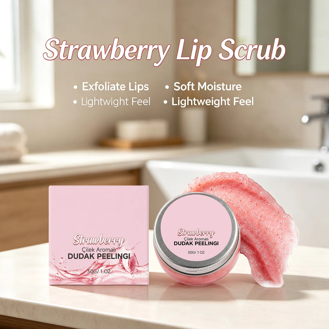 Moisturizing Strawberry Lip Scrub Nourishing Removing Dead Skin Soften Lip Skin Brightening Gentle Exfoliating Sugar Lip Scrub