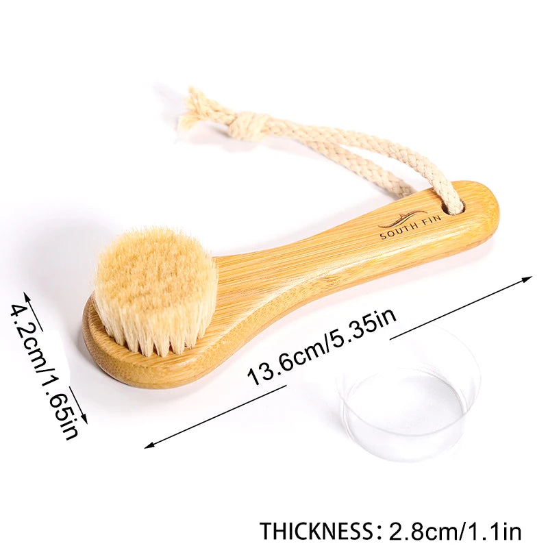 1Pc Beauty Skin Care Brush Face Cleansing Brush Soft Natural Bamboo Hair Facial Cleansing Massage Portable Wash Deep Clean Face