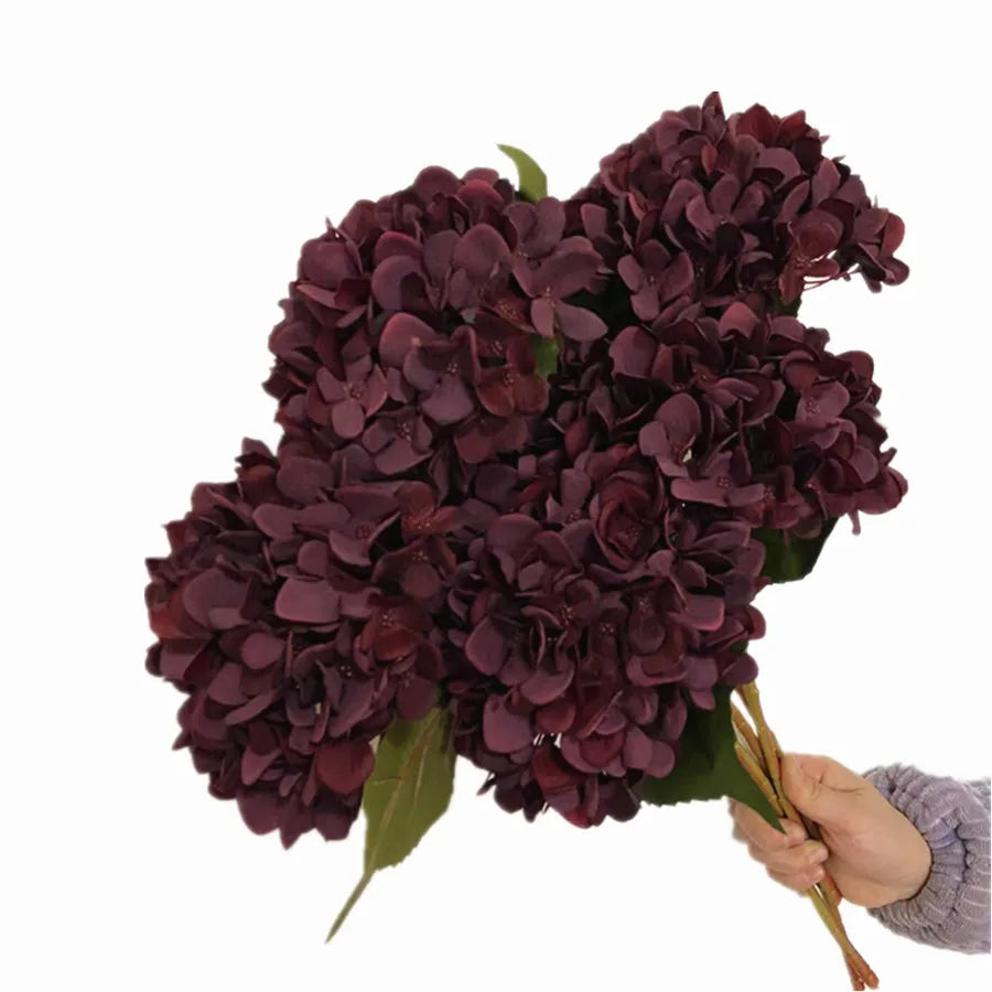 One Artificial Retro Color Hydragea flower Branch Silk Oil Paiting Hydrangea Plant