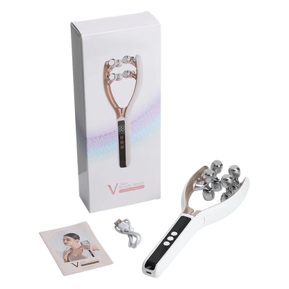 8-Roller V Shape Face Massager 3 Modes 19 Levels Electric Facial Massage Roller for Face Neck Jawline Skin Care Beauty Tool