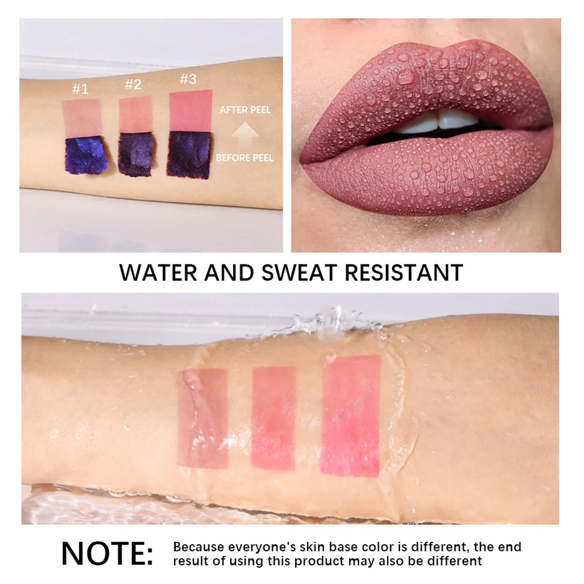 1/3 pcs peel off lip gloss, blue-purple, matte, long-lasting, waterproof, moisturizing - the Perfect gift，Halloween stage makeup