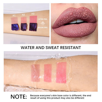 1/3 pcs peel off lip gloss, blue-purple, matte, long-lasting, waterproof, moisturizing - the Perfect gift，Halloween stage makeup