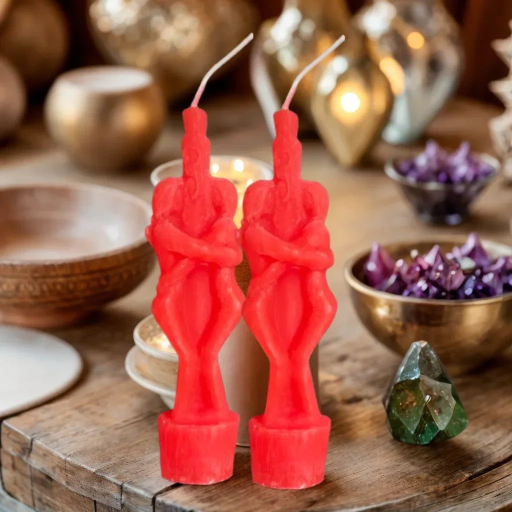 1PCS Ritual Buddha Candle Esoteric Candles Couple Lover Wish Pray Candles Red Color Male Female for Religious