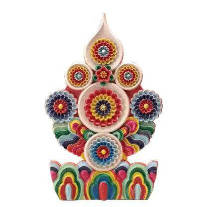 Three Roots (Guru,Deity &amp; Dakini) Torma Eight Auspicious Offerings  Tibetan Buddhist Altar Wooden Home Shrine Ritual Decor